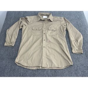 Vtg USA Sears‎ Fieldmaster Brown Shirt Mens XL Perma-Press 80s
